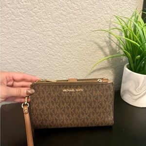 Michael Kors Signature Brown Wristlet